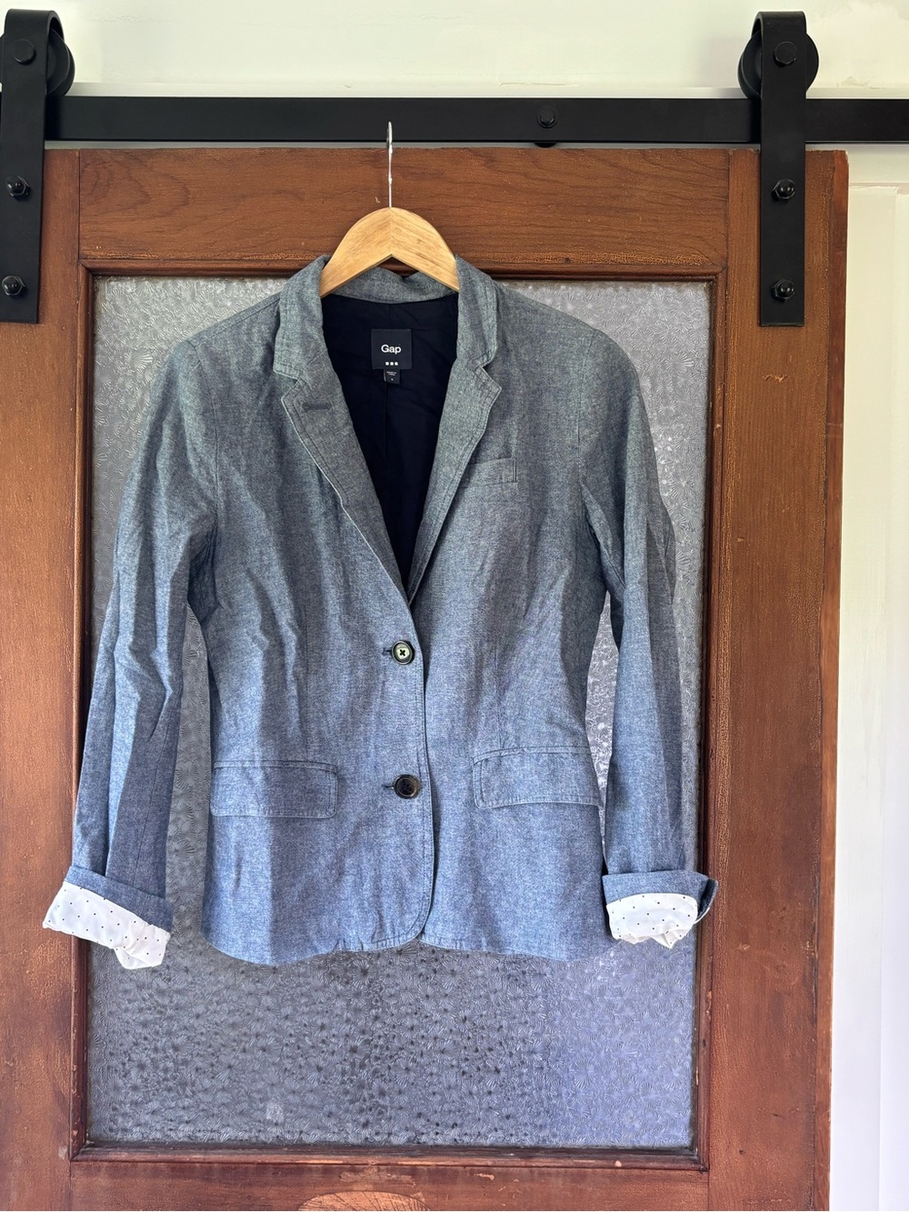 GAP Women's Light Blue Two-Button Casual Blazer